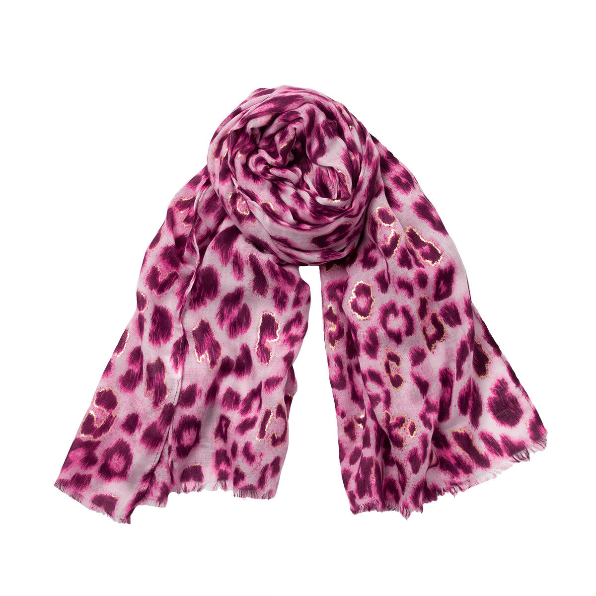 844636 Skjerf, Leopardprintet skjerf- rosa