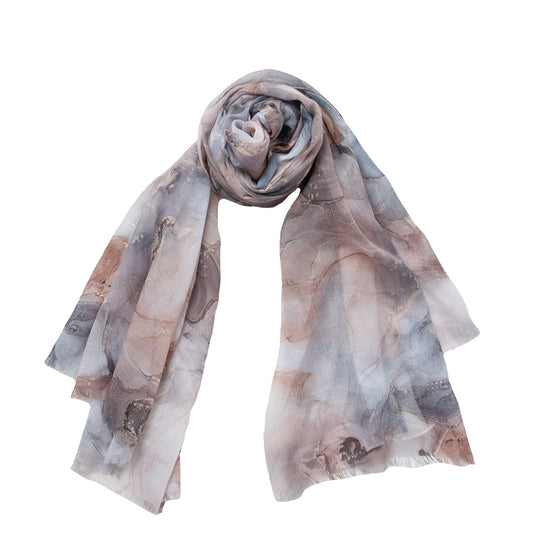 847205 Skjerf , Skjerf med gullfoil print - beige