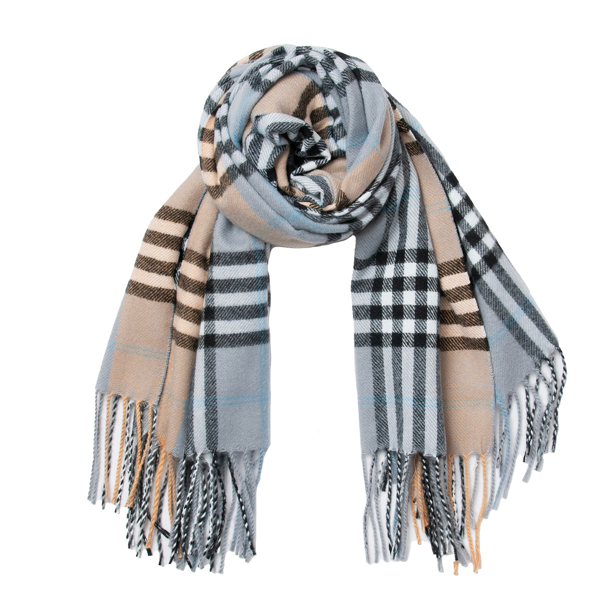 859686 Skjerf, BURBERRY-look  skjerf - grå