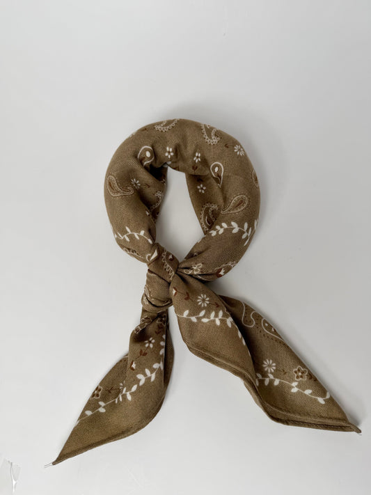 919905  Skjerf, Lite skjerf paisley print matt struktur - beige