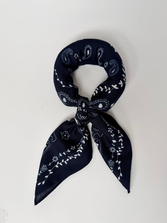 919941  Skjerf, Lite skjerf paisley print matt struktur -marine
