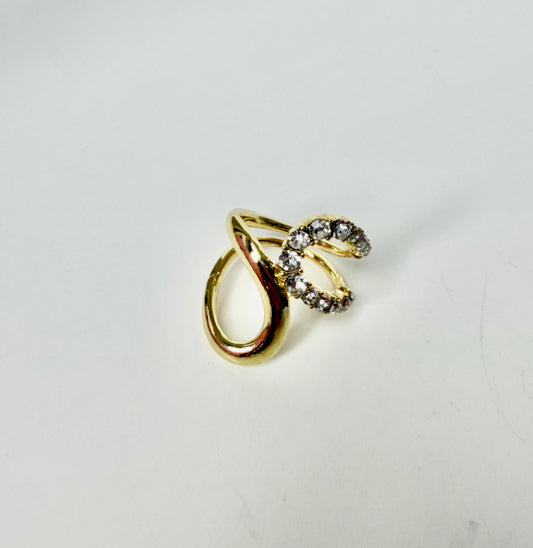 917262 Skjerf ring - Skjerfring med strassloop - gull