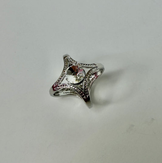 916886 Skjerf ring - Skjerfring med stor strass sten - sølv