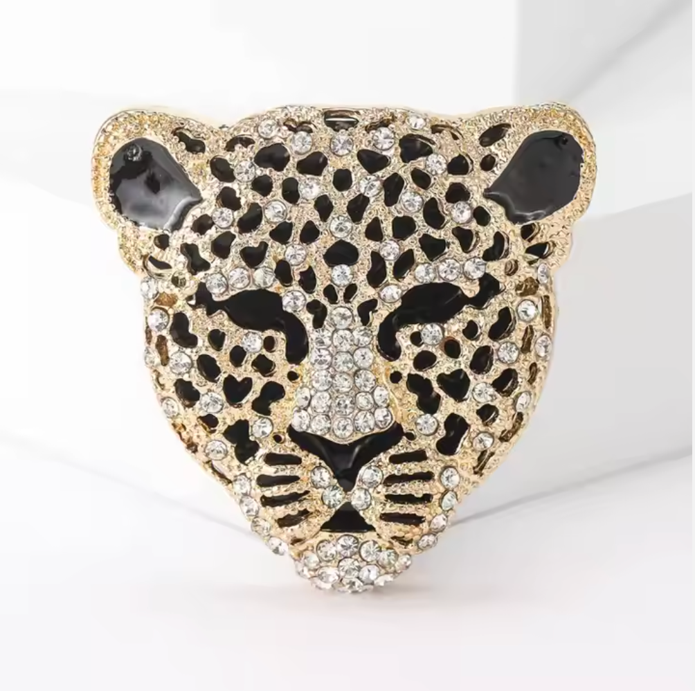 868662 Broche - Tiger med strass stener - gull